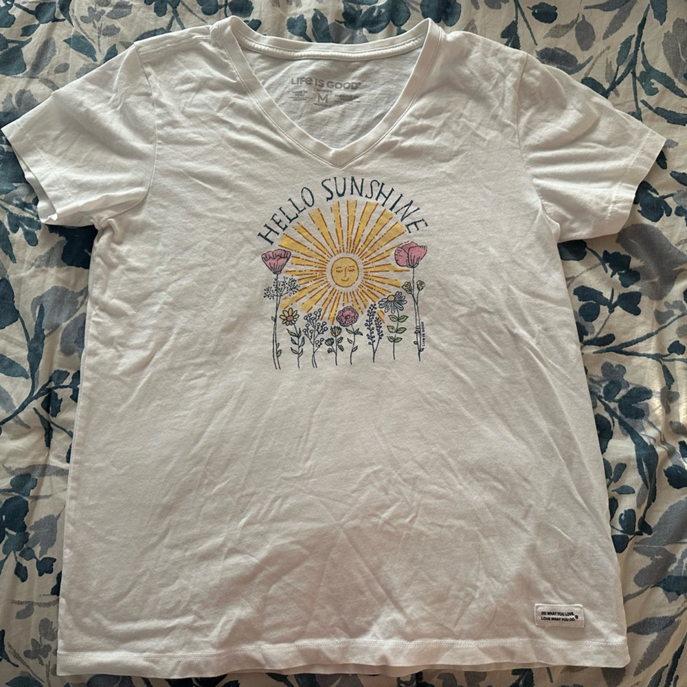 Life Is Good White Tee with Graphic Design